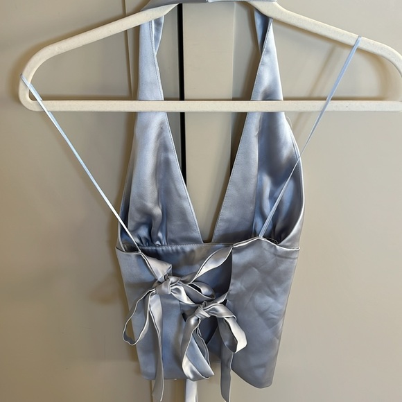 Zara blue silk halter top - Picture 2 of 3